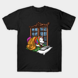 Magical Unicorn Wine Lover Reading A Book T-Shirt